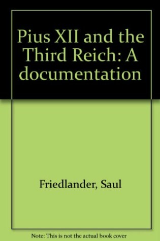 Cover of Pius XII and the Third Reich