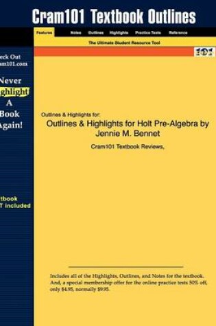 Cover of Studyguide for Holt Pre-Algebra by Bennet, Jennie M., ISBN 9780030934681