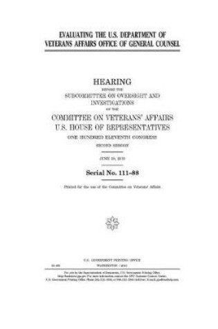 Cover of Evaluating the U.S. Department of Veterans Affairs Office of General Counsel