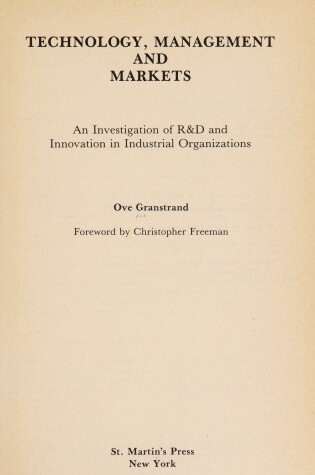 Cover of Technology, Management, and Markets