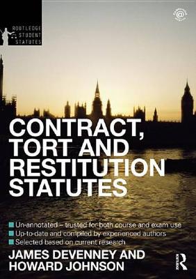 Book cover for Contract, Tort and Restitution Statutes 2012-2013