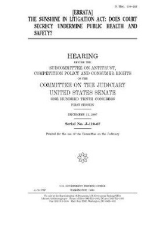 Cover of The Sunshine in Litigation Act