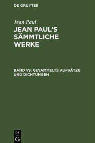 Cover of Gesammelte Aufsatze Und Dichtungen