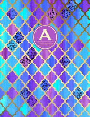 Book cover for Monogram Journal A - Personal, Dot Grid - Blue & Purple Moroccan Design