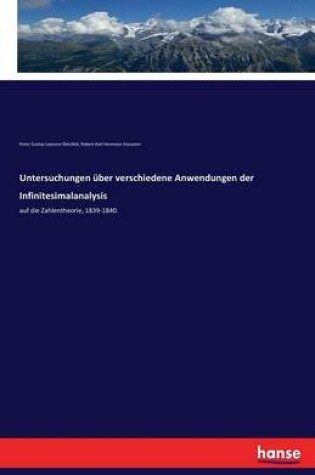 Cover of Untersuchungen über verschiedene Anwendungen der Infinitesimalanalysis
