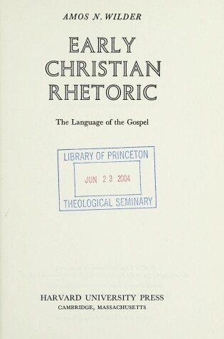 Cover of Early Christian Rhetoric
