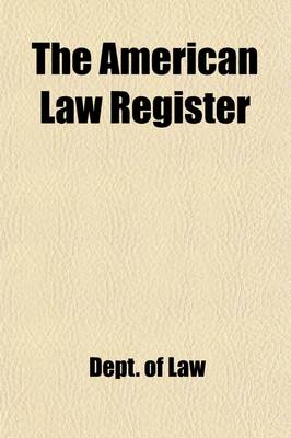 Book cover for The American Law Register (Volume 8)