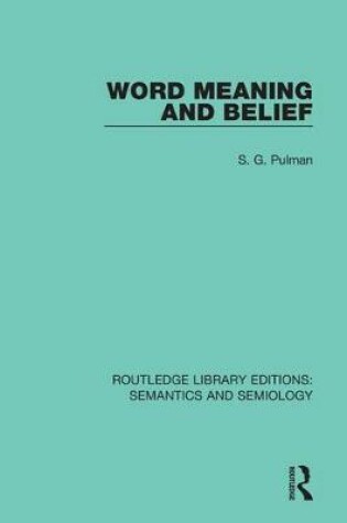 Cover of Word Meaning and Belief