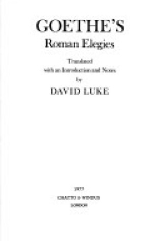 Cover of Roman Elegies