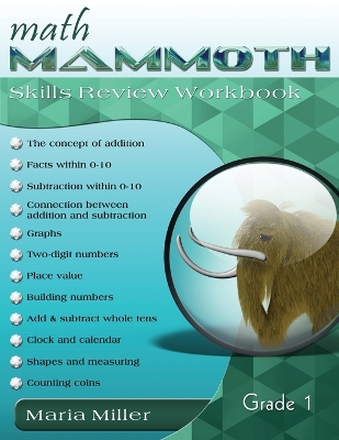 Book cover for Math Mammoth Grade 1 Skills Review Workbook