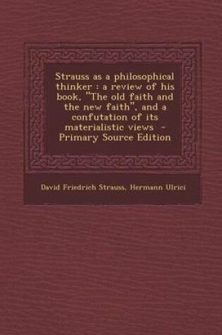 Cover of Strauss as a Philosophical Thinker