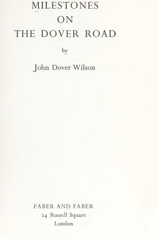 Cover of Milestones on the Dover Road