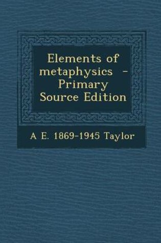 Cover of Elements of Metaphysics