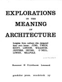 Book cover for Explorations in the Meaning of Architecture
