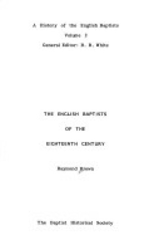 Cover of English Baptists of the Eighteenth Century