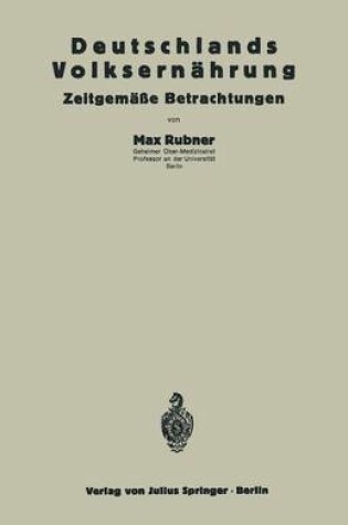 Cover of Deutschlands Volksernahrung
