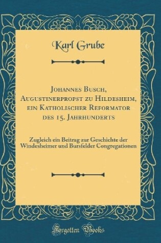 Cover of Johannes Busch, Augustinerpropst Zu Hildesheim, Ein Katholischer Reformator Des 15. Jahrhunderts