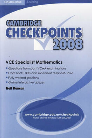 Cover of Cambridge Checkpoints VCE Specialist Mathematics 2008