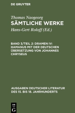 Cover of Samtliche Werke, Band 3/Teil 2, Dramen IV