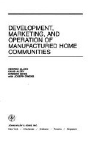 Cover of Development Mktg & Oper Manuf Home