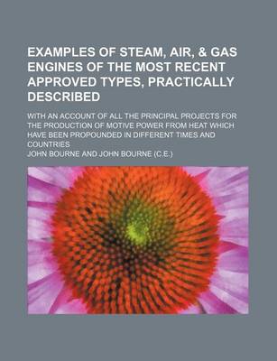 Book cover for Examples of Steam, Air, & Gas Engines of the Most Recent Approved Types, Practically Described; With an Account of All the Principal Projects for the Production of Motive Power from Heat Which Have Been Propounded in Different Times and Countries