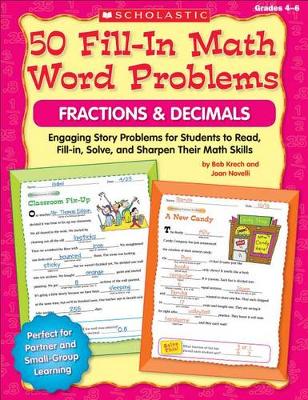 Book cover for 50 Fill-In Math Word Problems: Fractions & Decimals