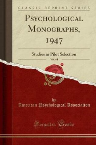 Cover of Psychological Monographs, 1947, Vol. 61