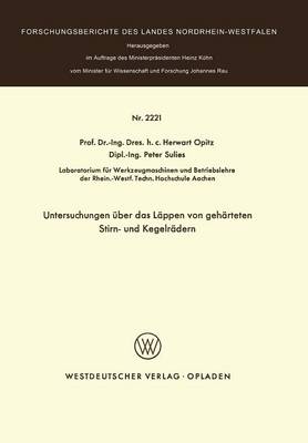 Cover of Untersuchungen UEber Das Lappen Von Geharteten Stirn- Und Kegelradern