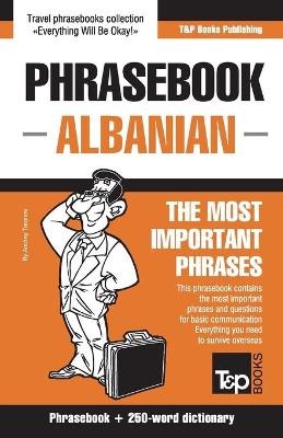 Book cover for English-Albanian phrasebook and 250-word mini dictionary