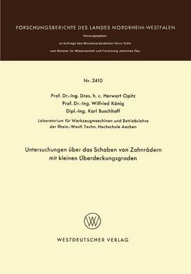 Book cover for Untersuchungen UEber Das Schaben Von Zahnradern Mit Kleinen UEberdeckungsgraden