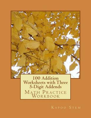 Book cover for 100 Addition Worksheets with Three 5-Digit Addends
