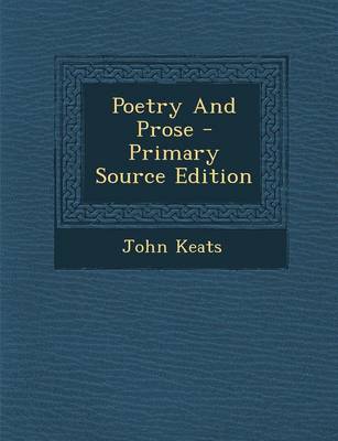 Book cover for Poetry and Prose - Primary Source Edition