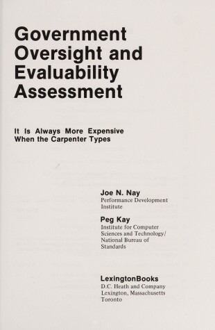 Book cover for Government Oversight and Evaluability Assessment