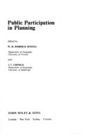 Cover of Public Participation in Planning
