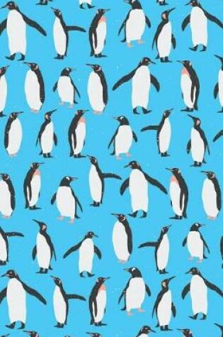 Cover of Journal Notebook Penguins in Snow Winter Pattern - Blue