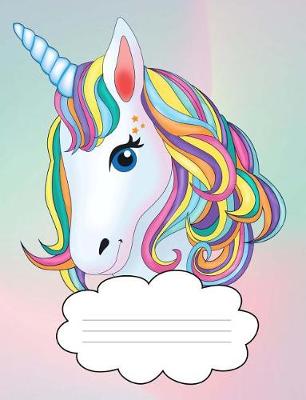 Book cover for Cute Anime Unicorn Wide Ruled Composition Books / Notebooks, Colorful Back Cover