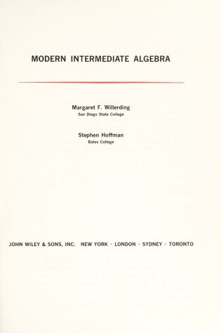 Cover of Modern Intermediate Algebra