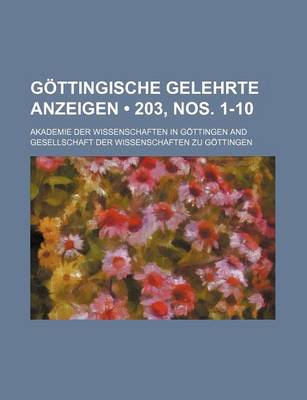 Book cover for Gottingische Gelehrte Anzeigen (203, Nos. 1-10)