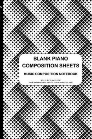 Cover of Trendoxy(TM) - Blank Piano Composition Sheets KIDS Music Composition Notebook (8.5 x 11 IN / 21.6 x 27.9 CM) 100 Pages, 3 Great Staves Per Page - Black and White Zigzag Cubes Cover Design - Perfect For Beginners, Kids