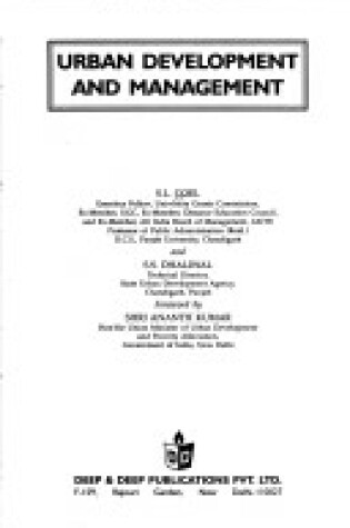 Cover of Urban Development and Management