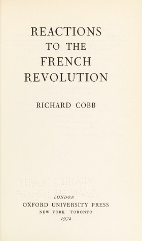 Book cover for Reactions to the French Revolution