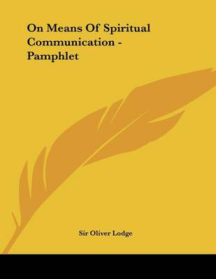 Book cover for On Means of Spiritual Communication - Pamphlet
