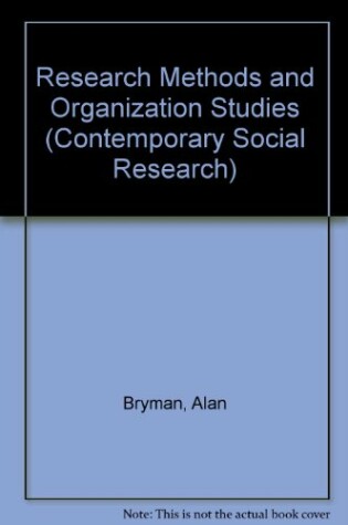 Cover of Research Methods and Organization Studies