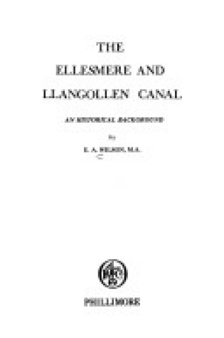 Cover of Ellesmere and Llangollen Canal