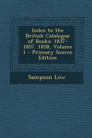 Cover of Index to the British Catalogue of Books