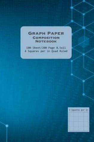 Cover of Blue 8.5x11 Quad Ruled Graph Paper Composition Notebook.