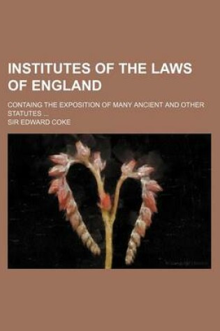 Cover of Institutes of the Laws of England; Containg the Exposition of Many Ancient and Other Statutes