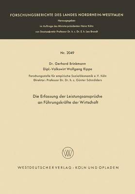 Book cover for Die Erfassung der Leistungsansprüche an Führungskräfte der Wirtschaft