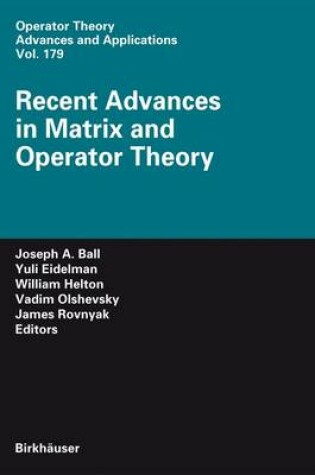 Cover of Recent Advances in Matrix and Operator Theory