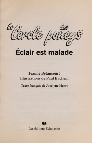 Book cover for Eclair Est Malade